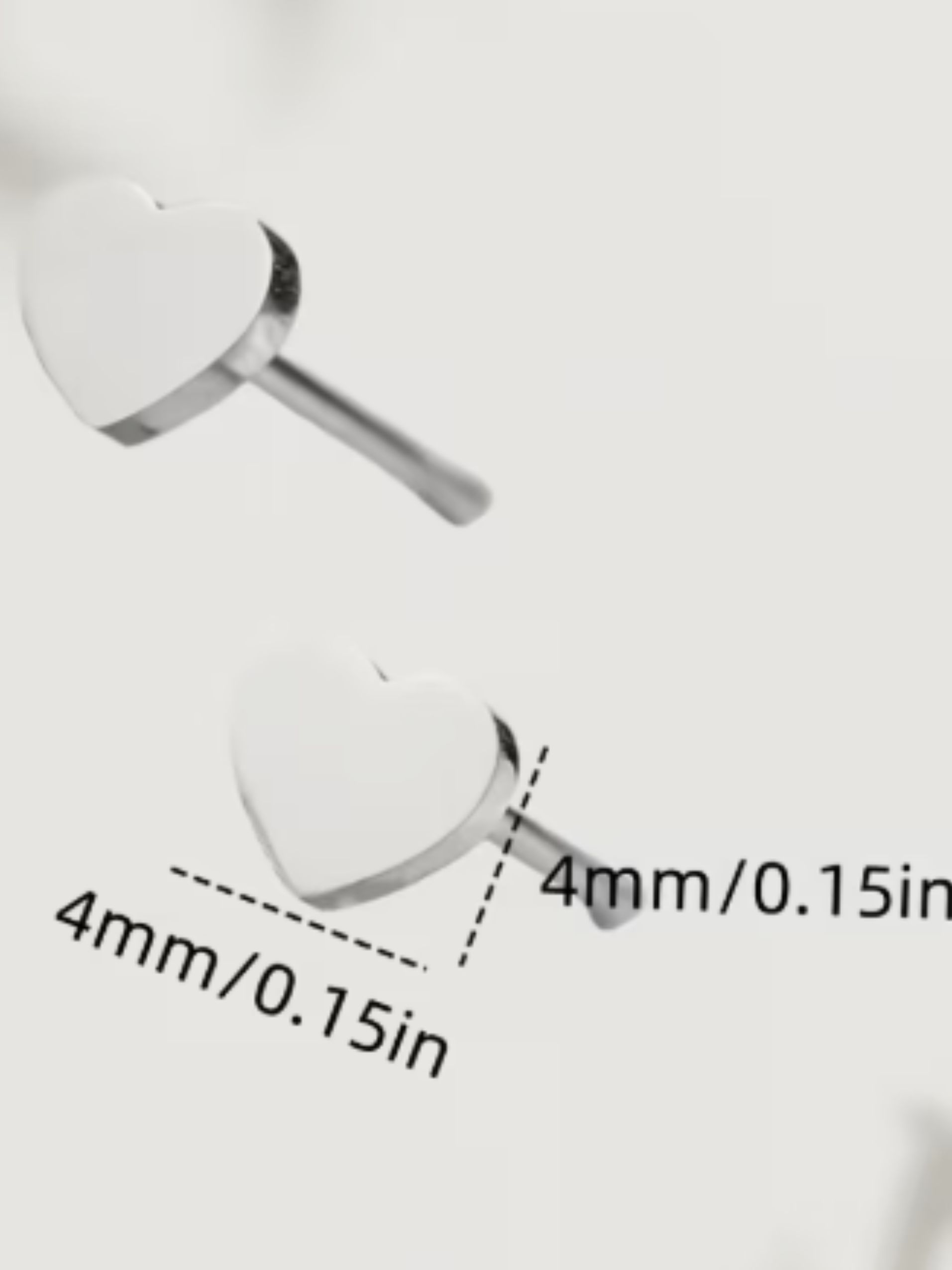 Stainless Steel Heart-Shaped Stud Earrings (Small) - Image 2