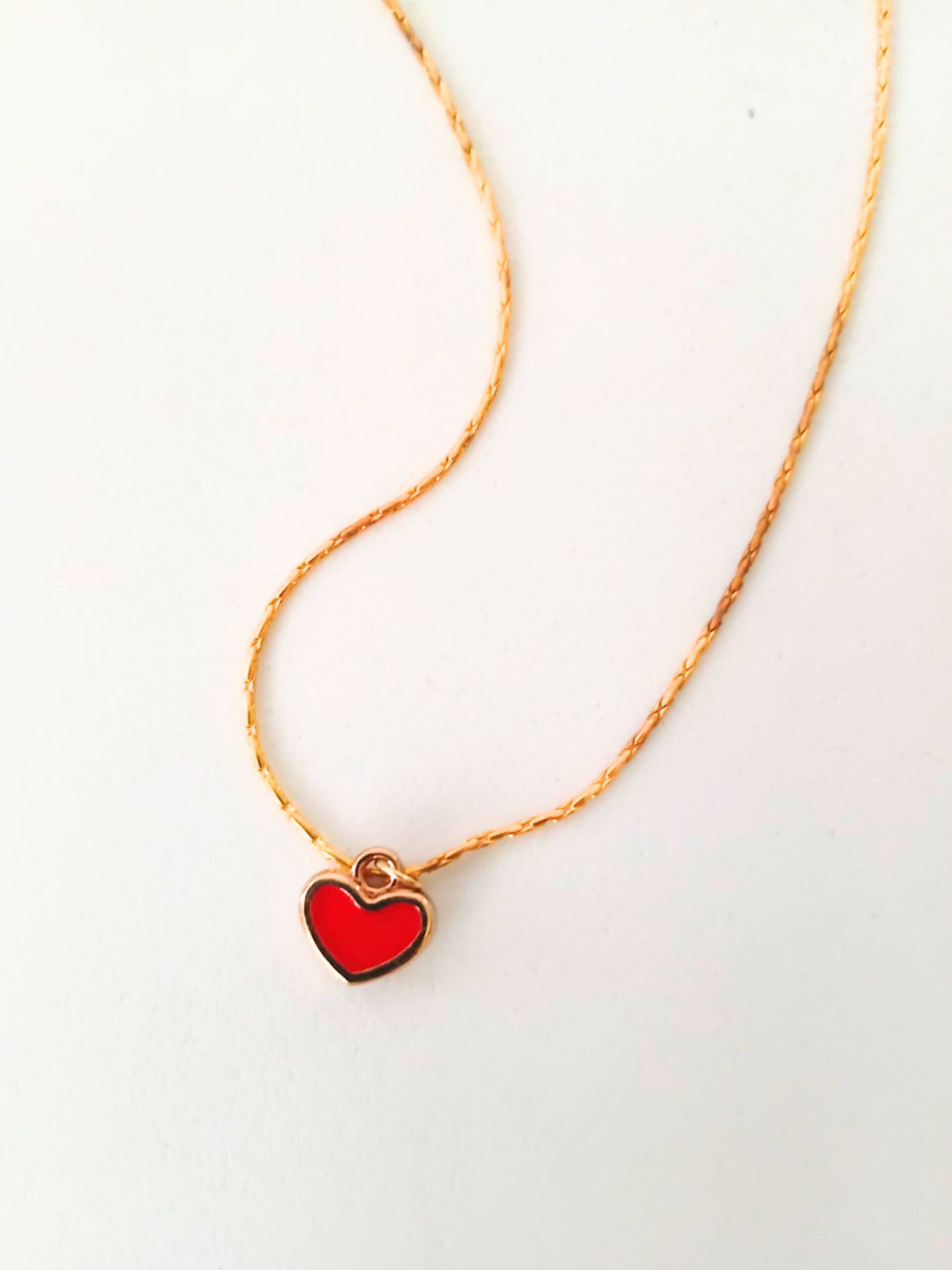 Gold-Colored Stainless Steel Necklace with Red Heart - Image 2